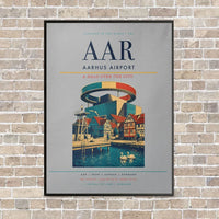 Thumbnail for Aarhus Airport AAR - Canvas Framed - Light Gray