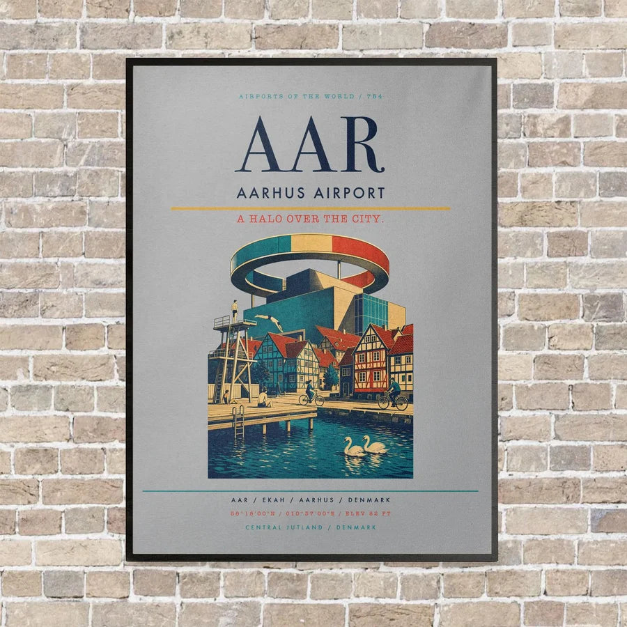 Aarhus Airport AAR - Canvas Framed - Light Gray