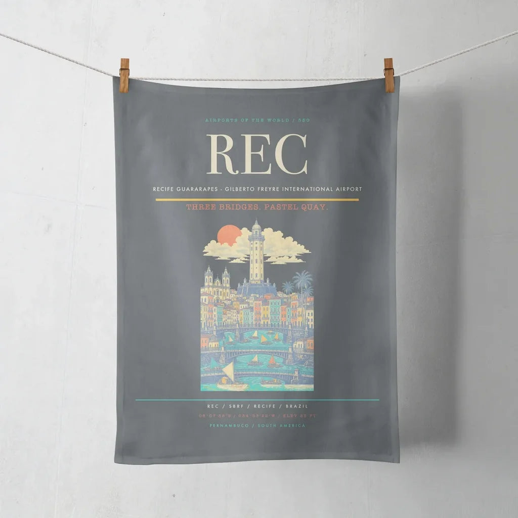 Recife Guararapes (REC) design on gray towel