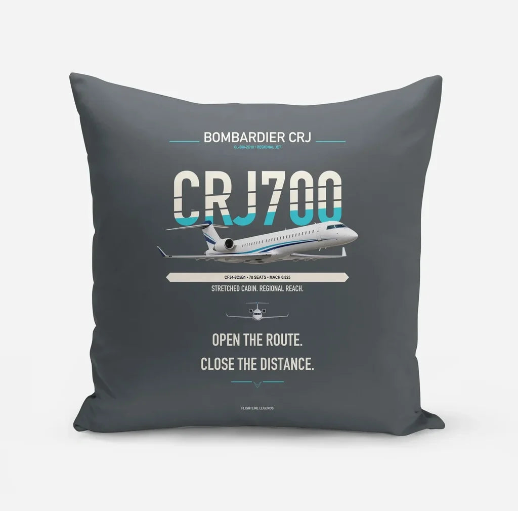 Bombardier CRJ700 design on gray pillow