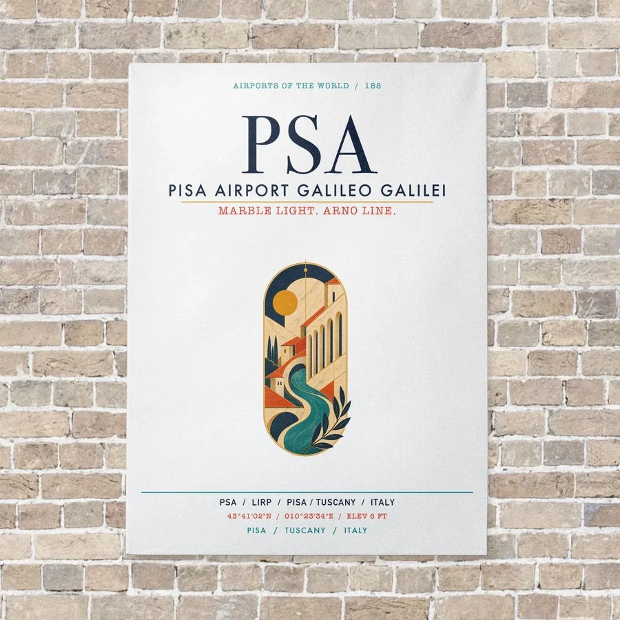 Pisa Airport Galileo Galilei PSA vertical canvas print - no frame - white background