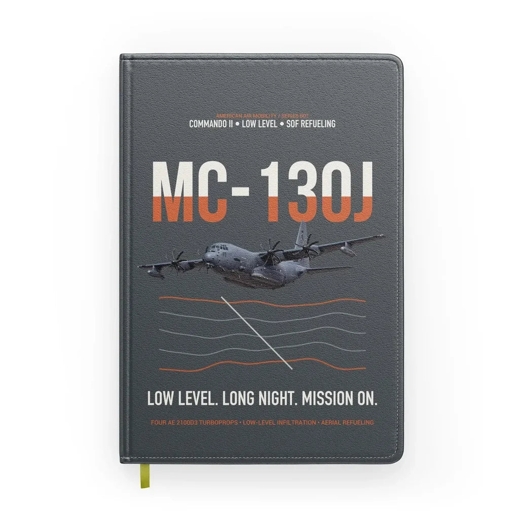 MC-130J COMMANDO II design on gray notebook