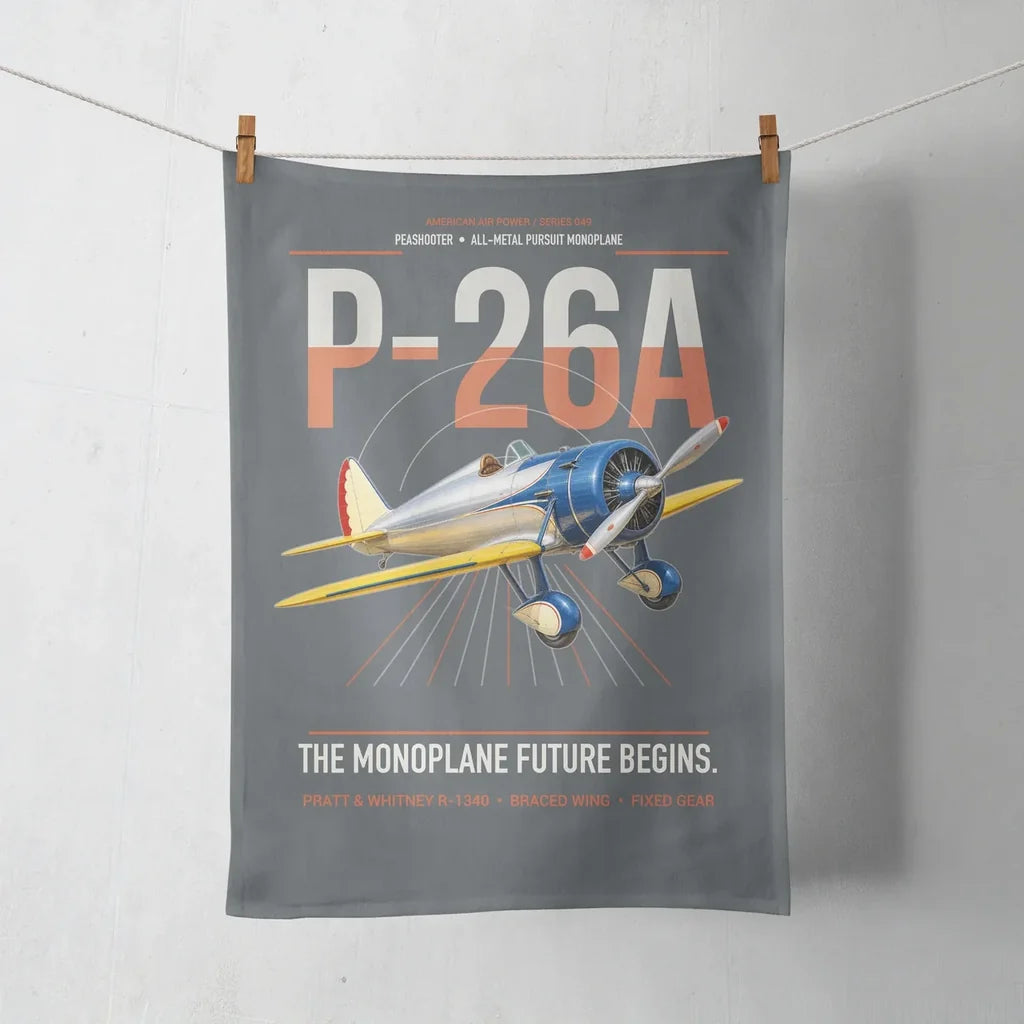 Boeing P-26A Peashooter design on gray towel