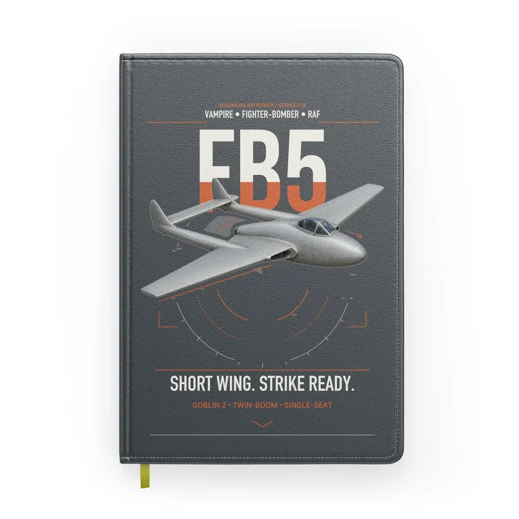 de Havilland Vampire FB5 design on gray notebook