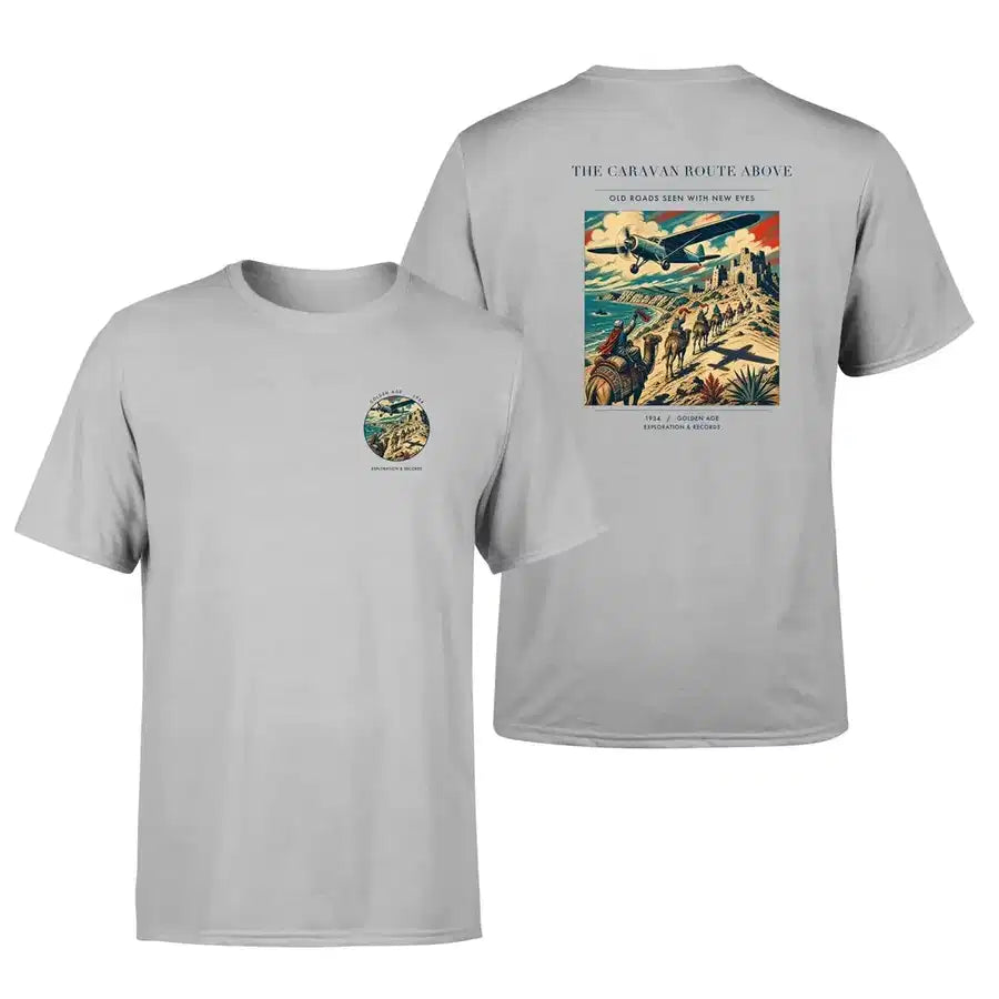 VINTAGE G4332 - The Caravan Route Above - Double-Side T-Shirt design on lightgray double side t shirt