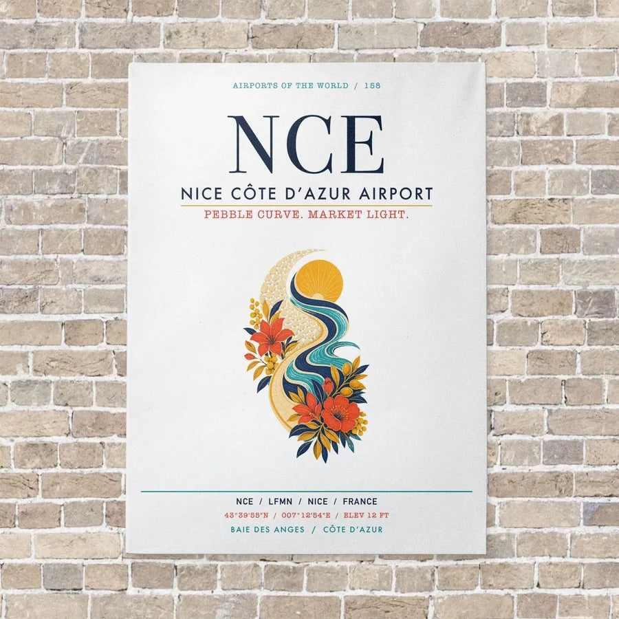 Nice Côte d’Azur Airport NCE vertical canvas print - no frame - white background