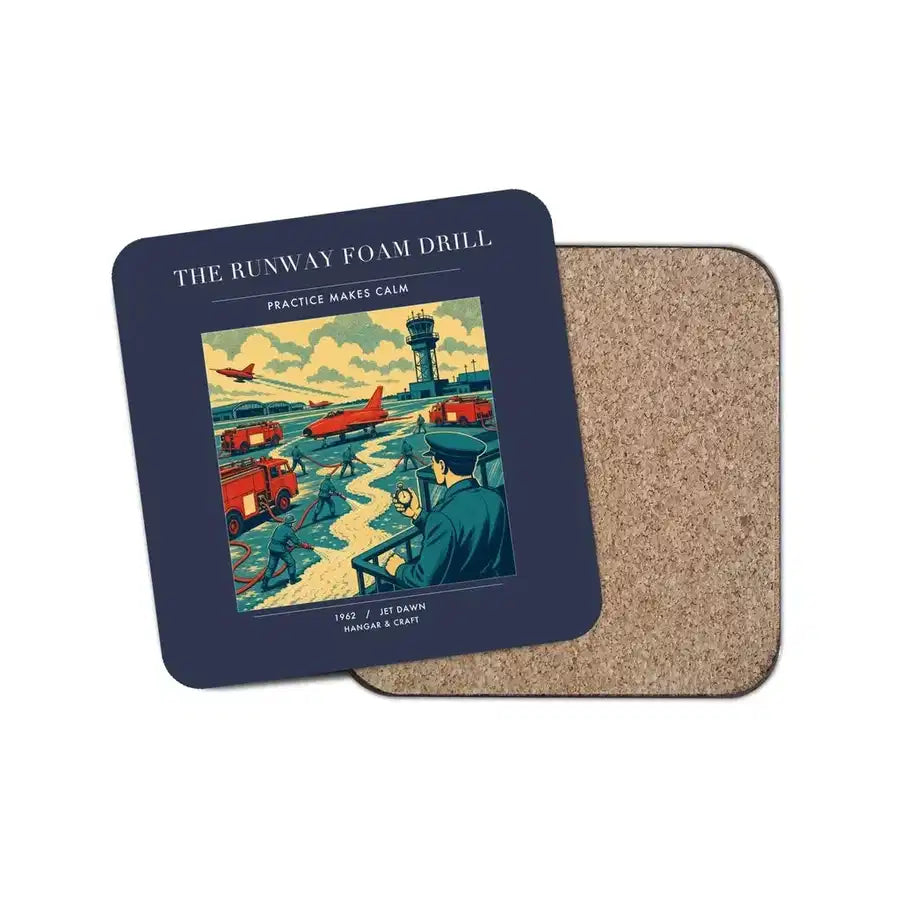 The Runway Foam Drill - Designed Coasters design on navy blue 1-piece