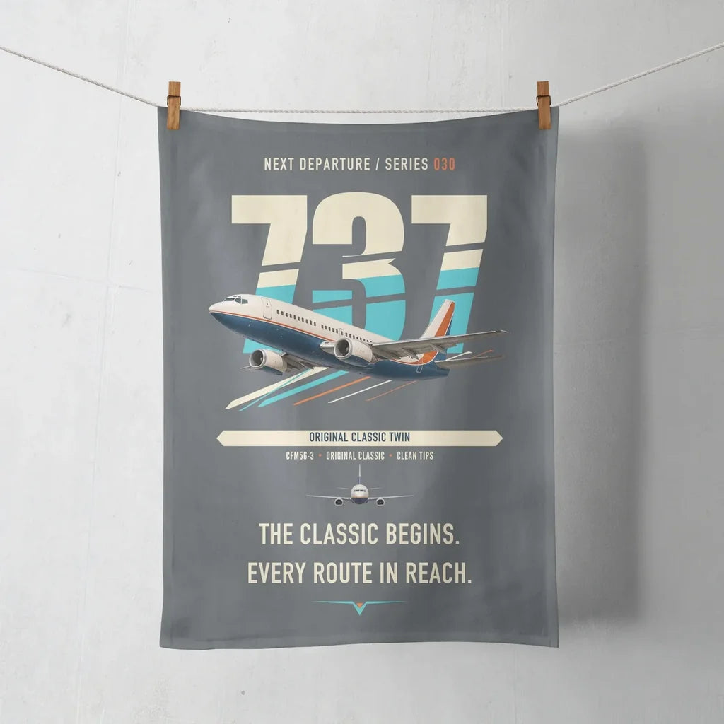 Boeing 737-300 Classic design on gray towel