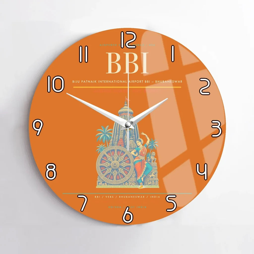 Biju Patnaik International Airport (BBI) design on orange no frame wall clock