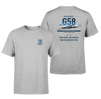 Thumbnail for Beechcraft Baron G58 design on light gray t-shirt, double-side print