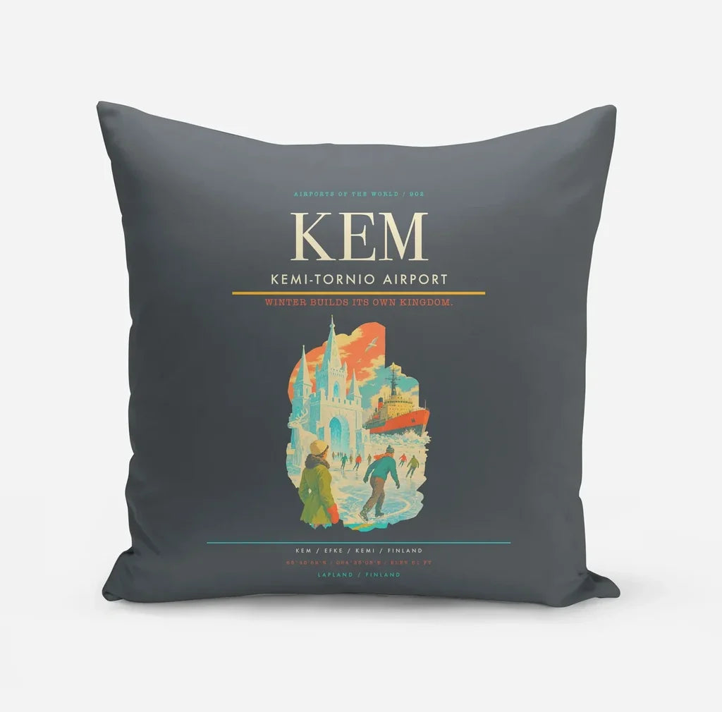 Kemi-Tornio Airport (KEM) design on gray pillow