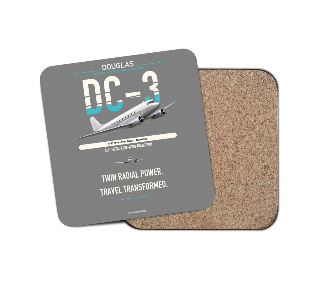 Douglas DC-3 design on gray 1 piece coaster