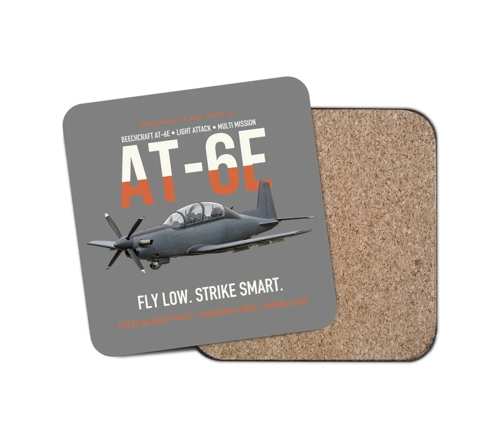 AT-6E Wolverine Light Attack design on gray 1 piece coaster