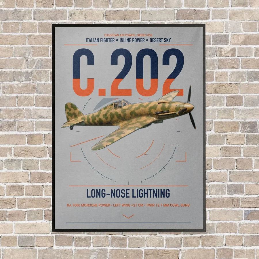 Macchi C.202 Folgore vertical canvas print - framed - light gray background