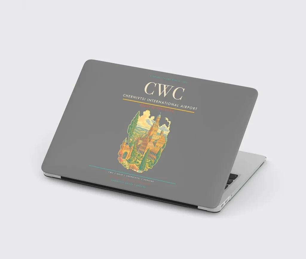 Chernivtsi International Airport (CWC) design on gray MacBook case