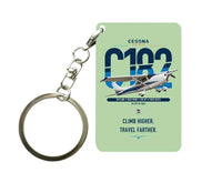 Thumbnail for Cessna 182 Skylane design on light green designed key chain, double-side print