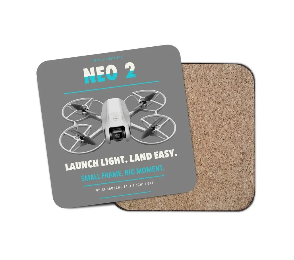 DJI Neo 2 design on gray 1 piece coaster