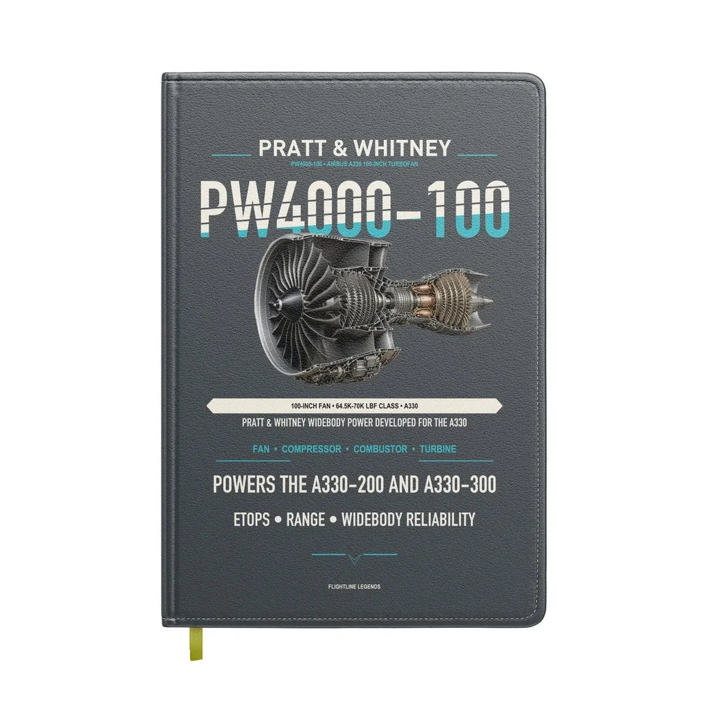 PW4000-100 design on gray notebook