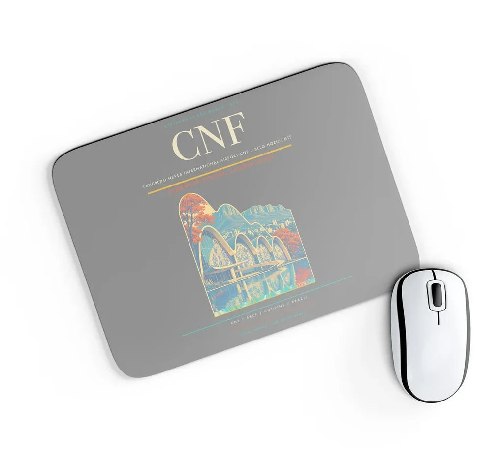 Tancredo Neves International Airport (CNF) design on gray rectangle mouse pad