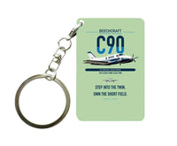 Thumbnail for Beechcraft King Air C90 design on light green designed key chain, double-side print