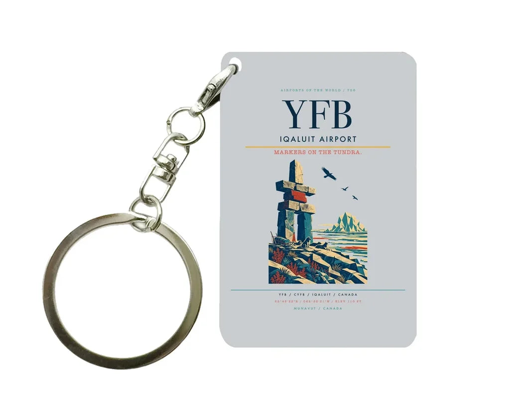 Iqaluit Airport (YFB) design on light gray key chain