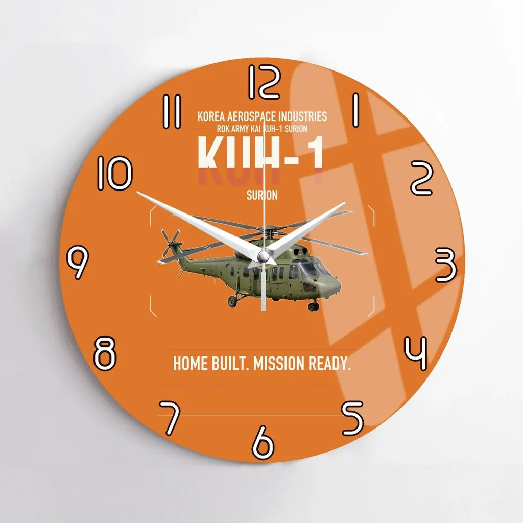 Korea Aerospace Industries KUH-1 Surion design on orange no frame wall clock