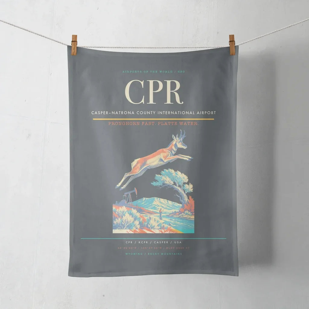 Casper–Natrona County International Airport (CPR) design on gray towel