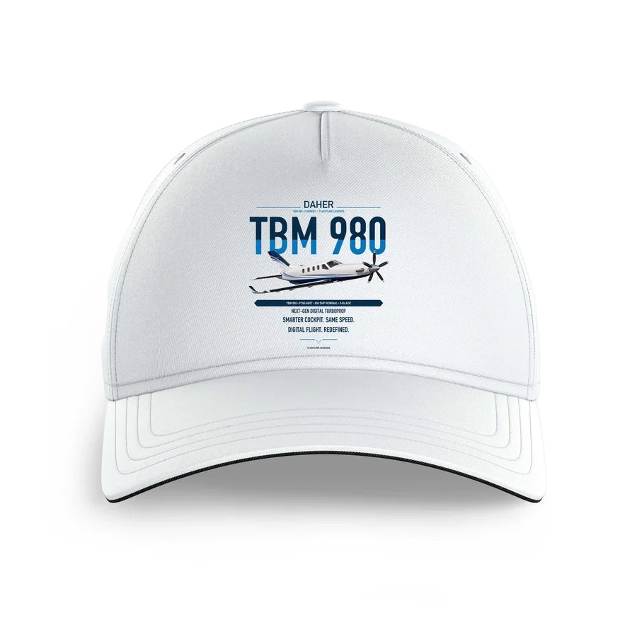 Daher TBM 980 design on white printed hat