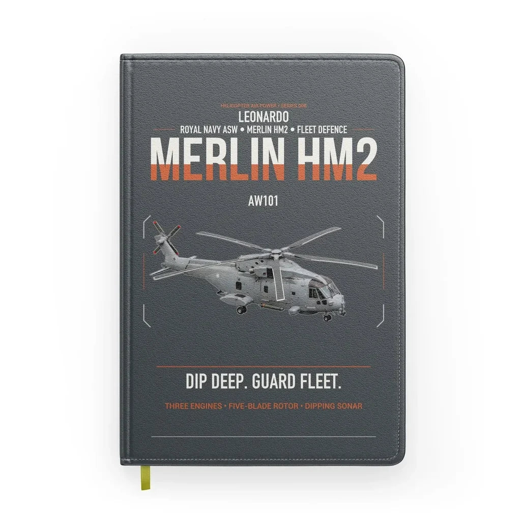 Leonardo AW101 Merlin HM2 design on gray notebook