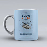 Thumbnail for Kaman SH-2F Seasprite design on light blue ceramic mug, double-side print
