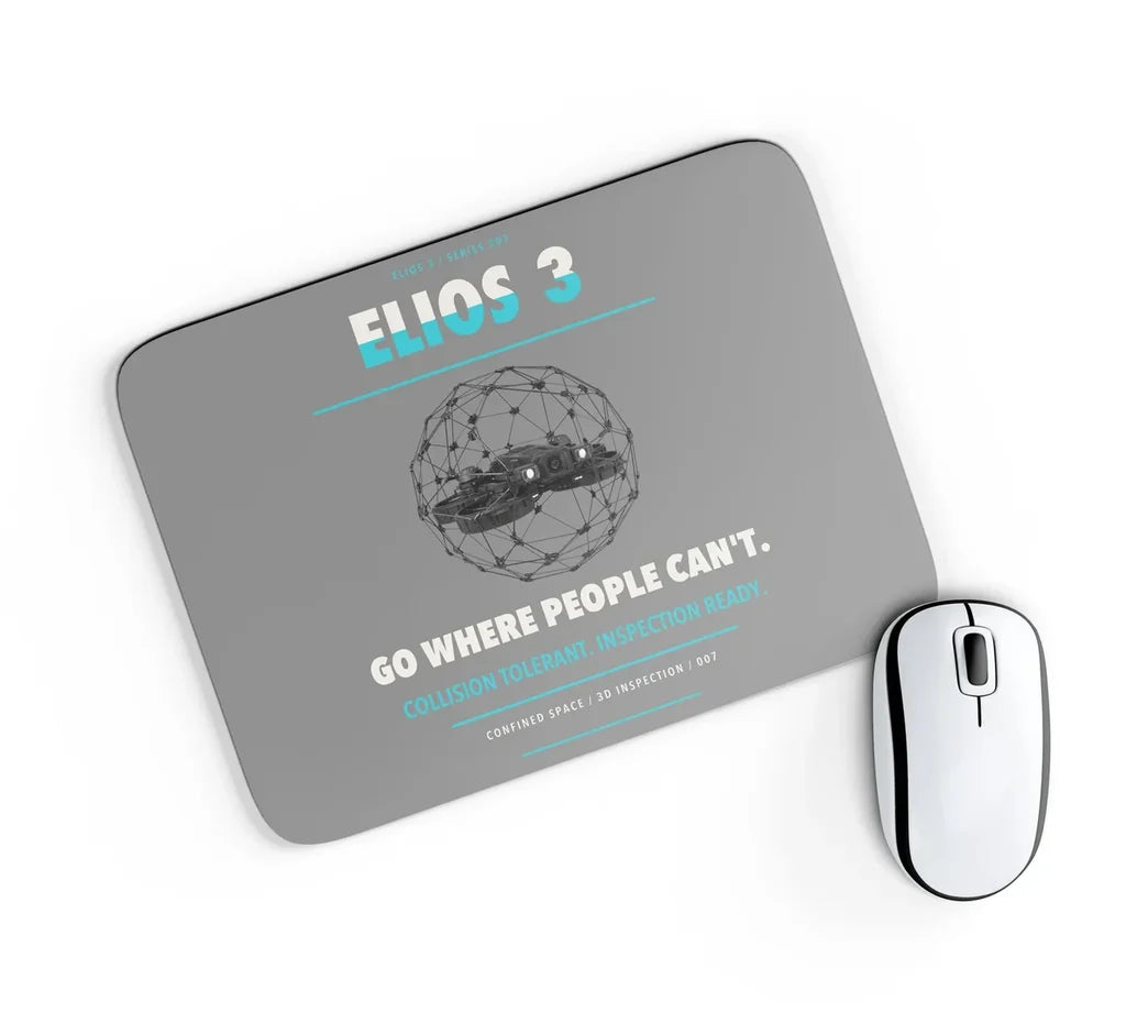 Flyability Elios 3 design on gray rectangle mouse pad