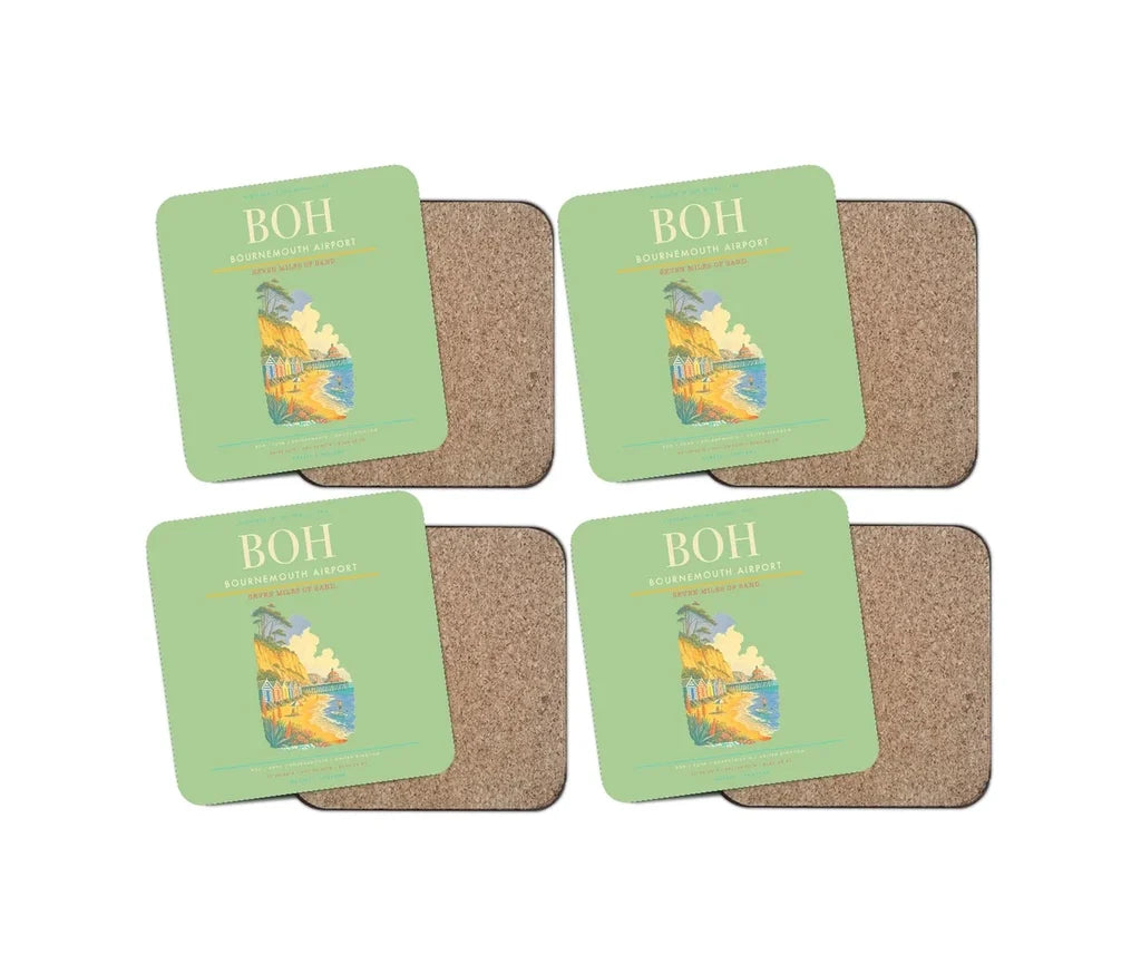 Bournemouth Airport BOH Coaster 4-Pieces-Set - Light Green