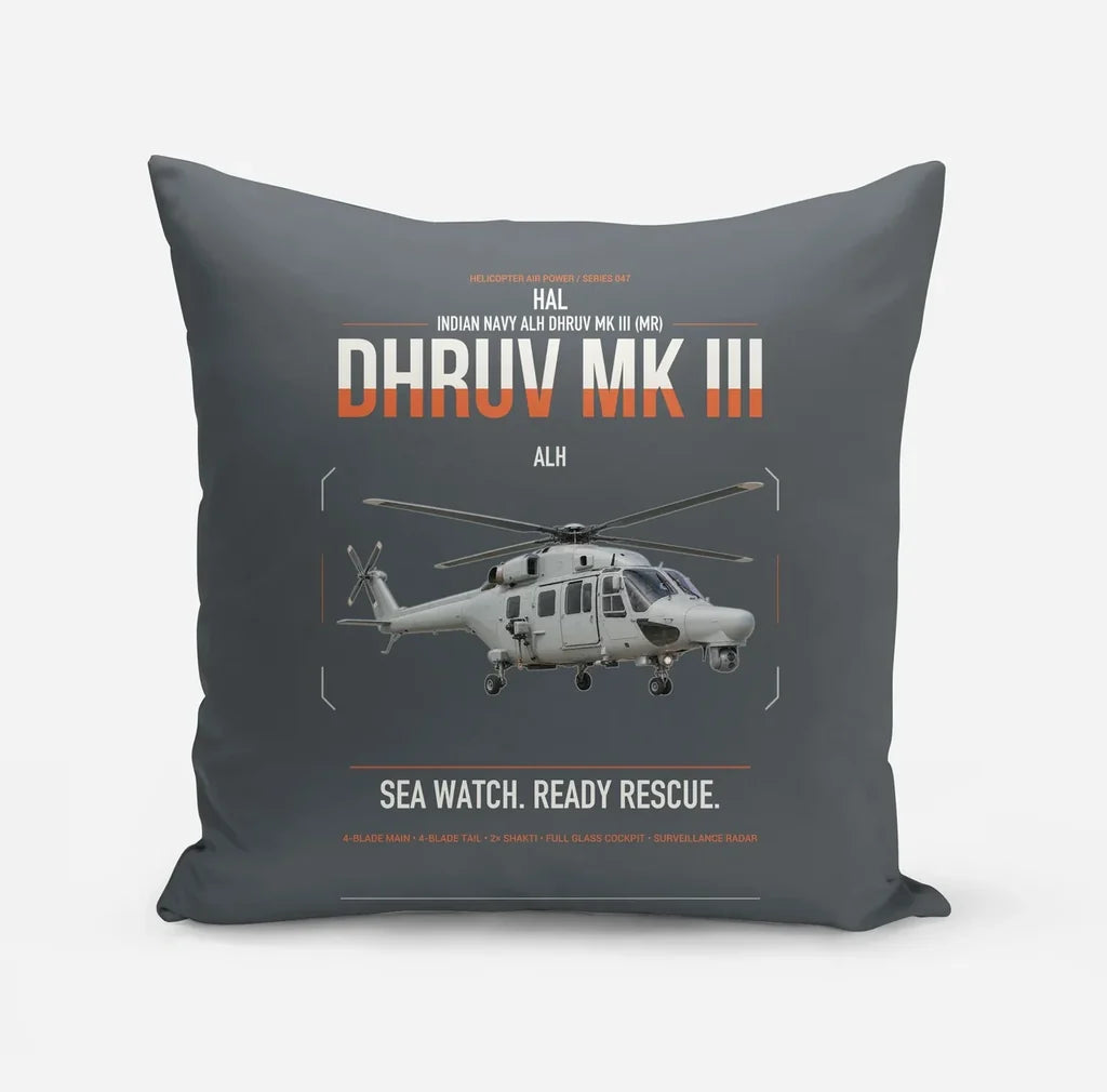 HAL ALH Dhruv Mk III design on gray pillow