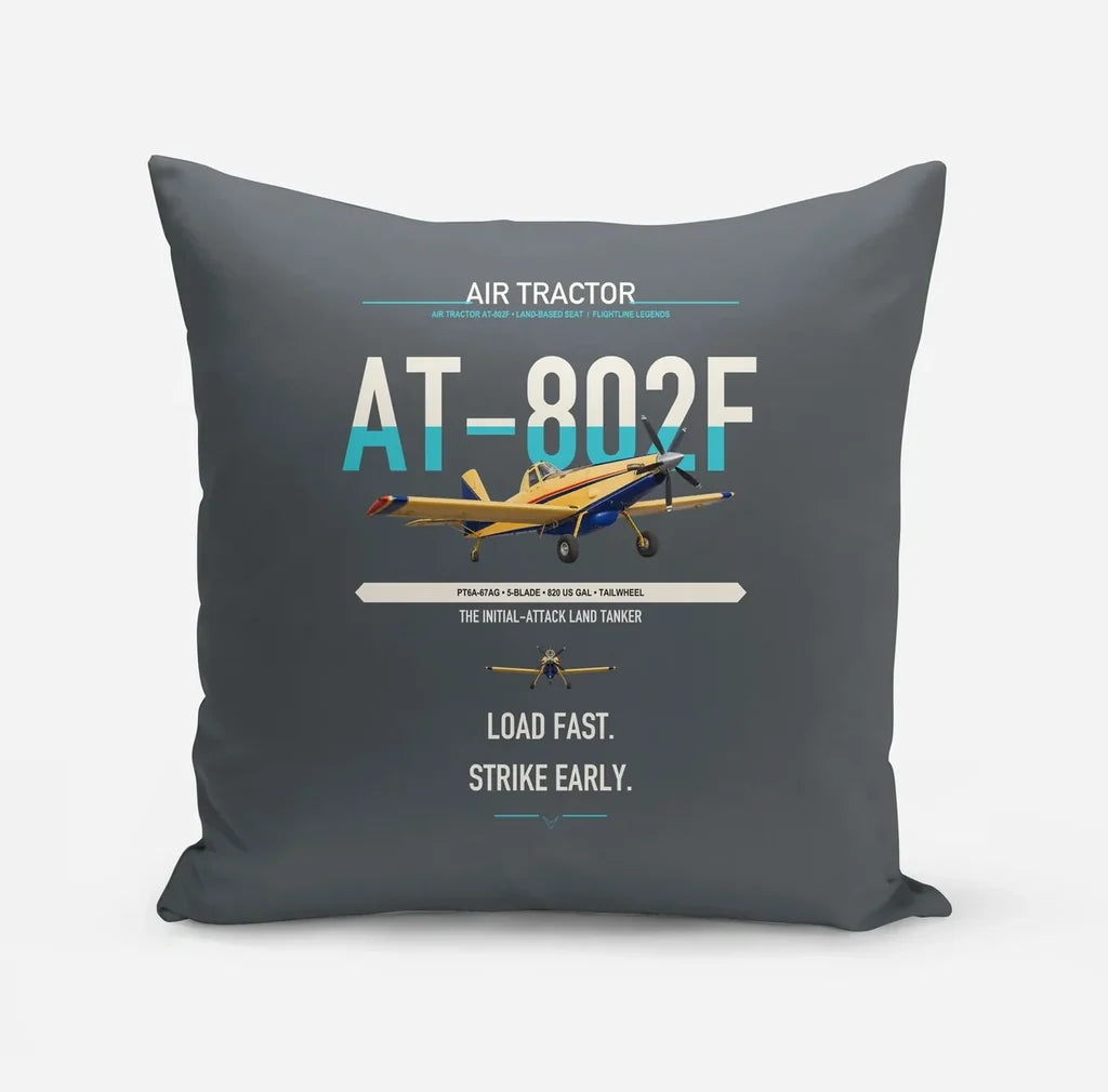 Air Tractor AT-802F design on gray pillow