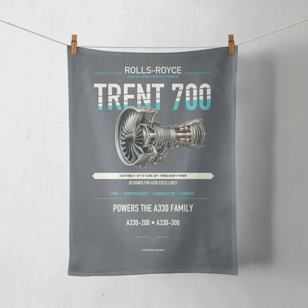 TRENT 700 design on gray towel