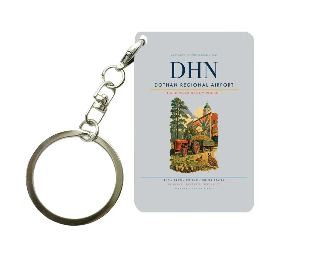 Dothan Regional Airport (DHN) design on light gray key chain