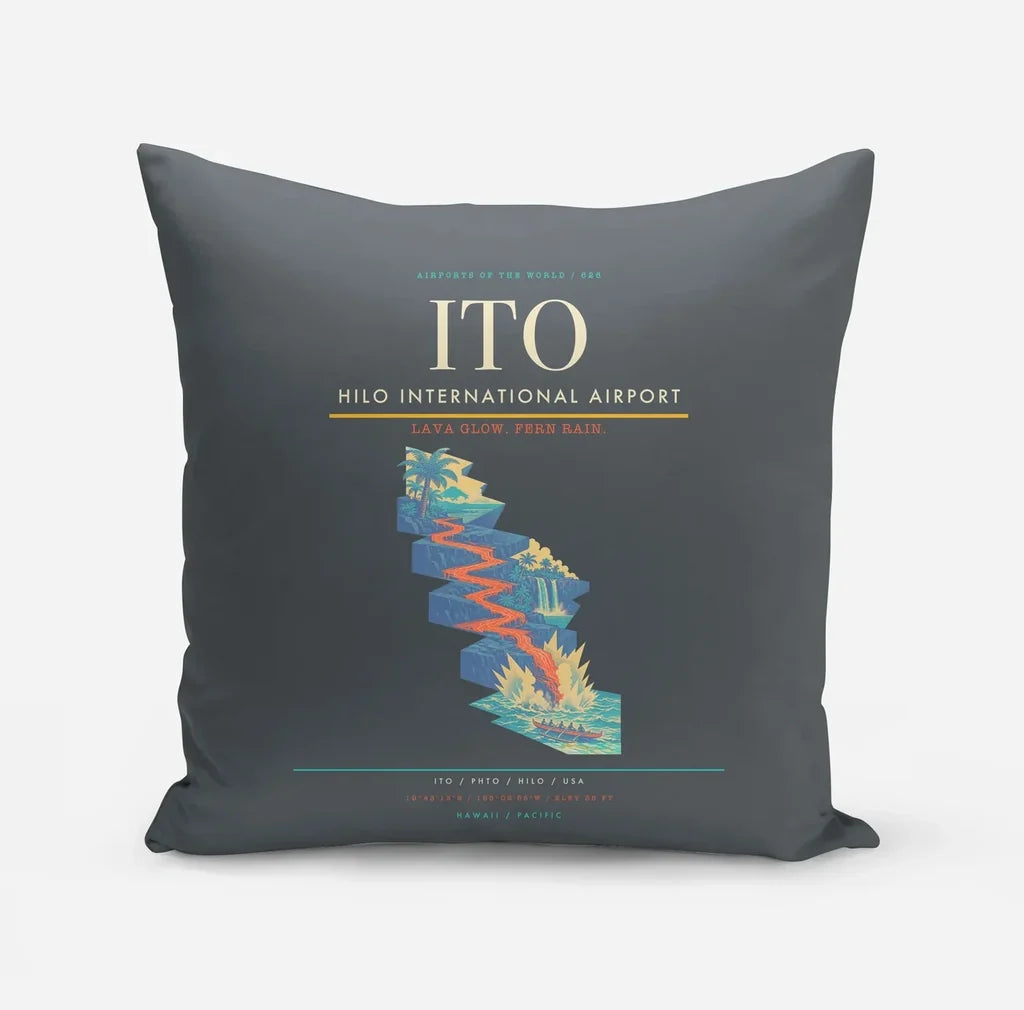 Hilo International Airport (ITO) design on gray pillow