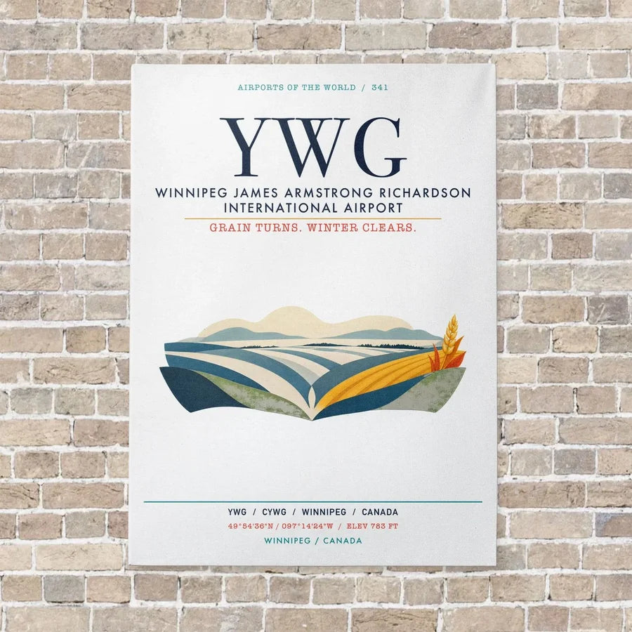 Winnipeg James Armstrong Richardson International Airport YWG vertical canvas print - no frame - white background