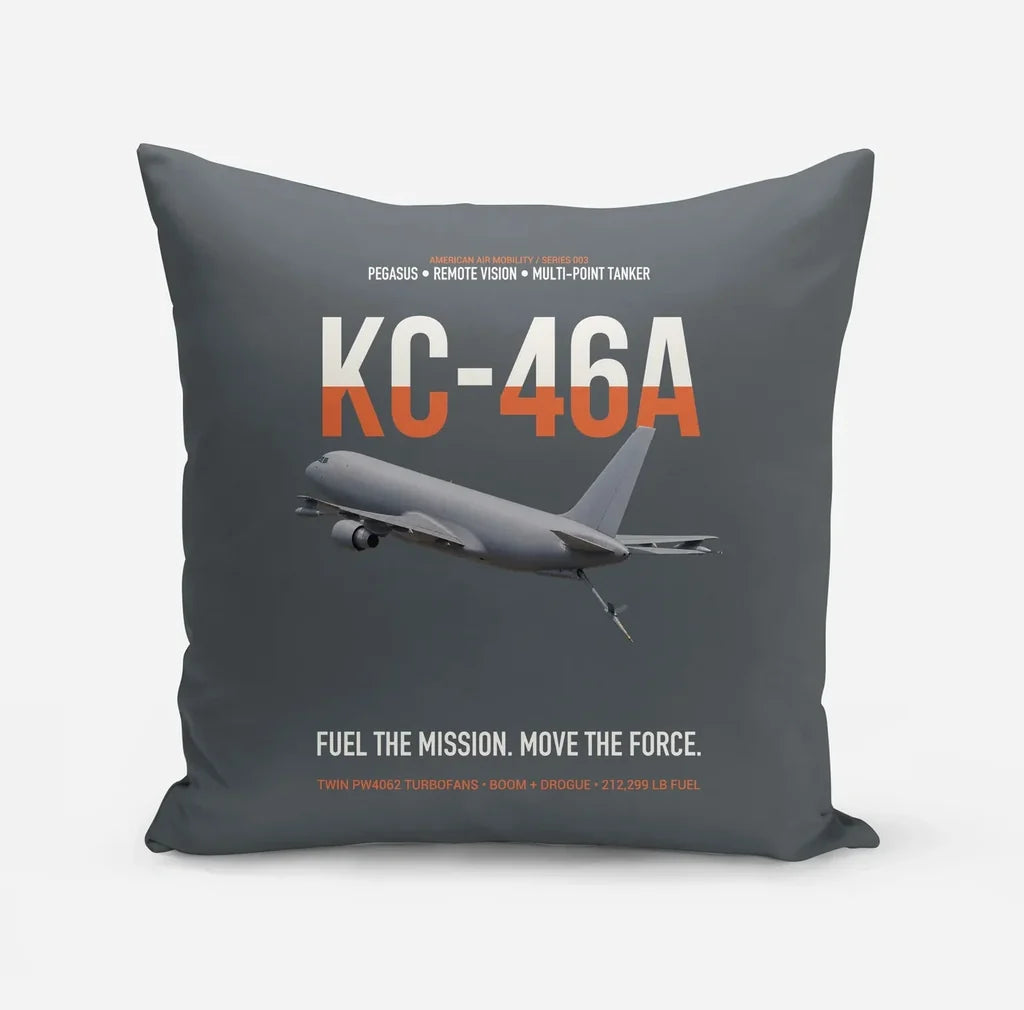 KC-46A PEGASUS design on gray pillow