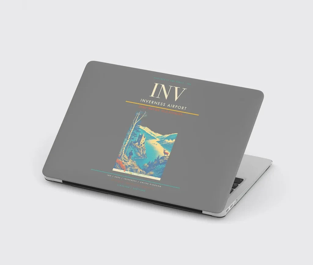 Inverness Airport (INV) design on gray MacBook case