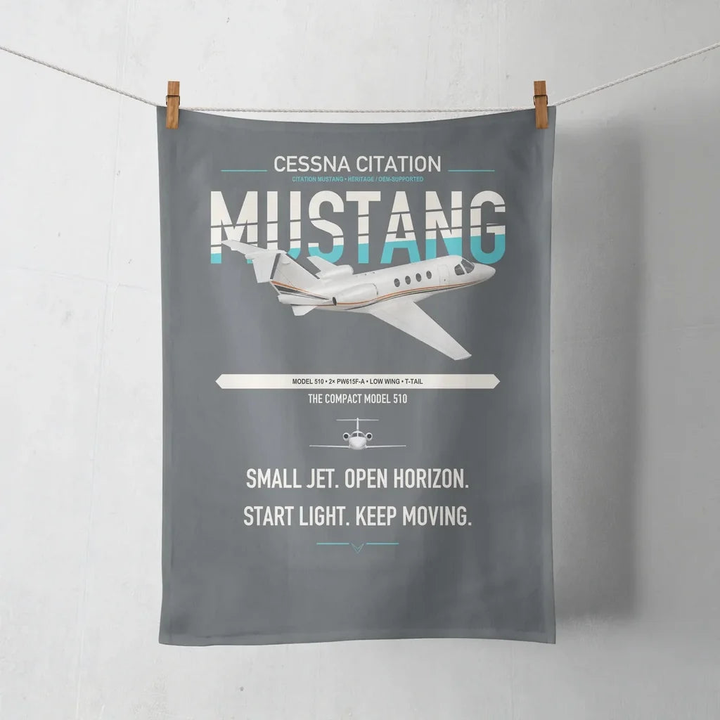 Cessna Citation Mustang design on gray towel