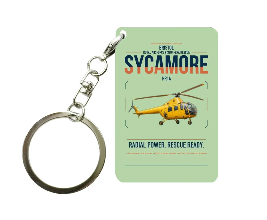 Bristol Sycamore HR14 design on light green designed key chain, double-side print