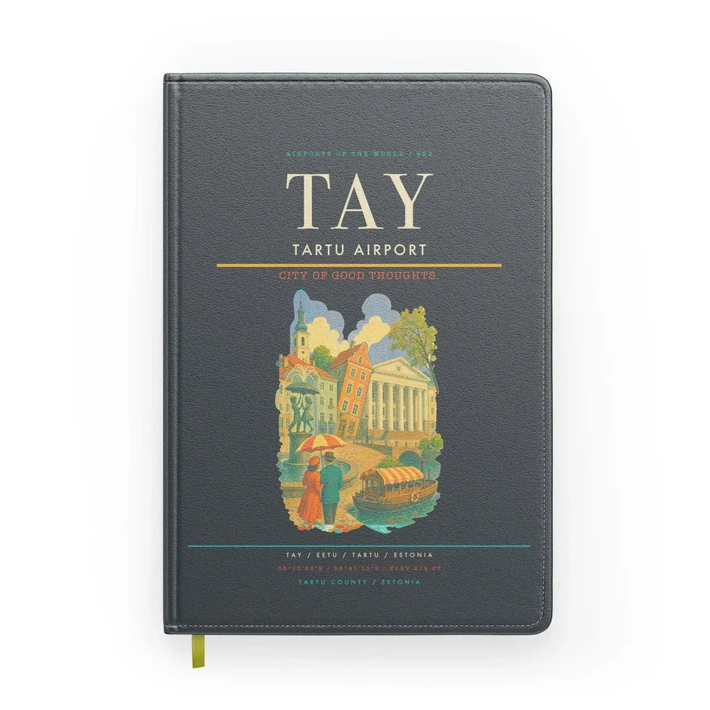 Tartu Airport (TAY) design on gray notebook