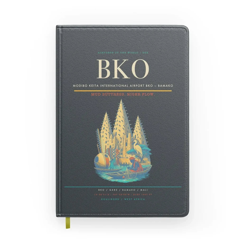 Modibo Keita International Airport (BKO) design on gray notebook
