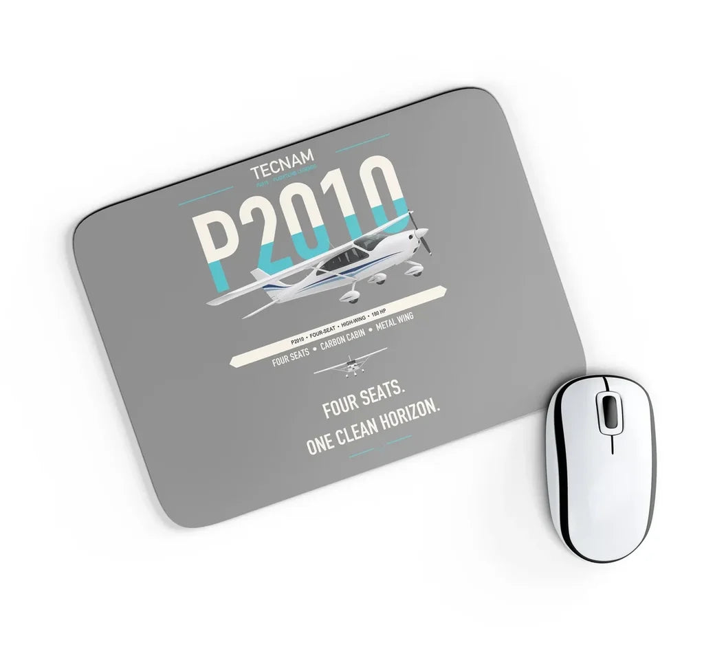 Tecnam P2010 design on gray rectangle mouse pad