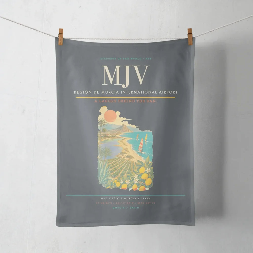 Región de Murcia International Airport (MJV) design on gray towel