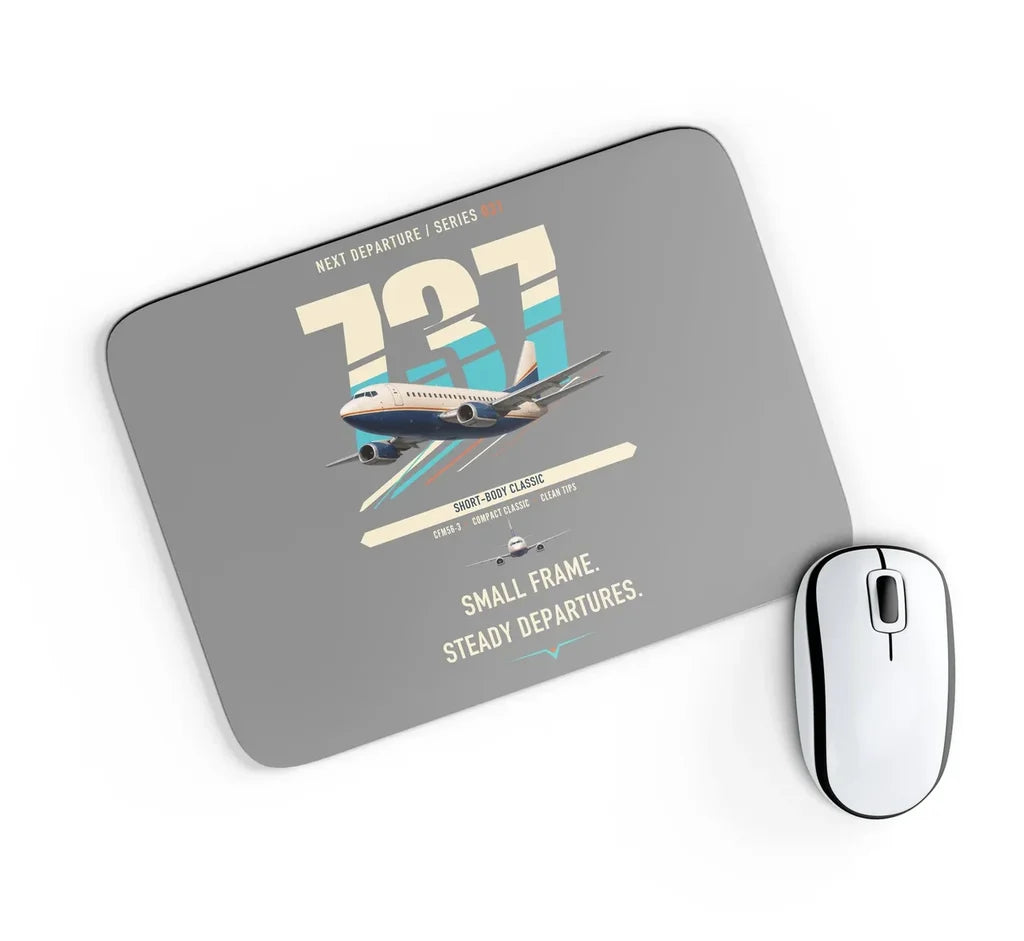 Boeing 737-500 Classic design on gray rectangle mouse pad