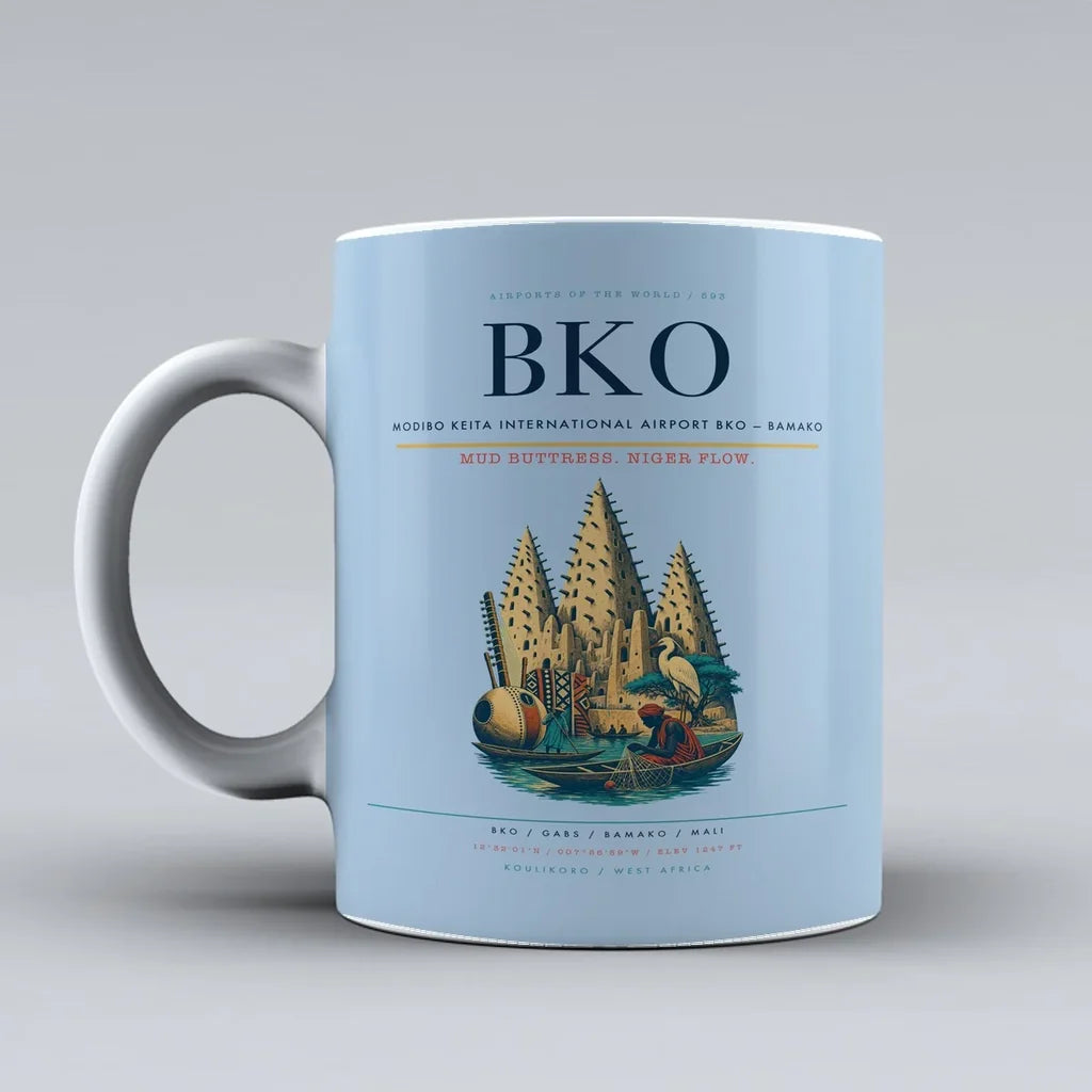 Keita International Airport BKO — Bamako Mug design on light blue modibo