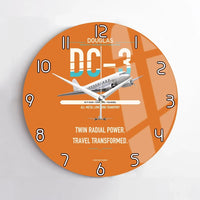 Thumbnail for Douglas DC-3 design on orange no frame wall clock
