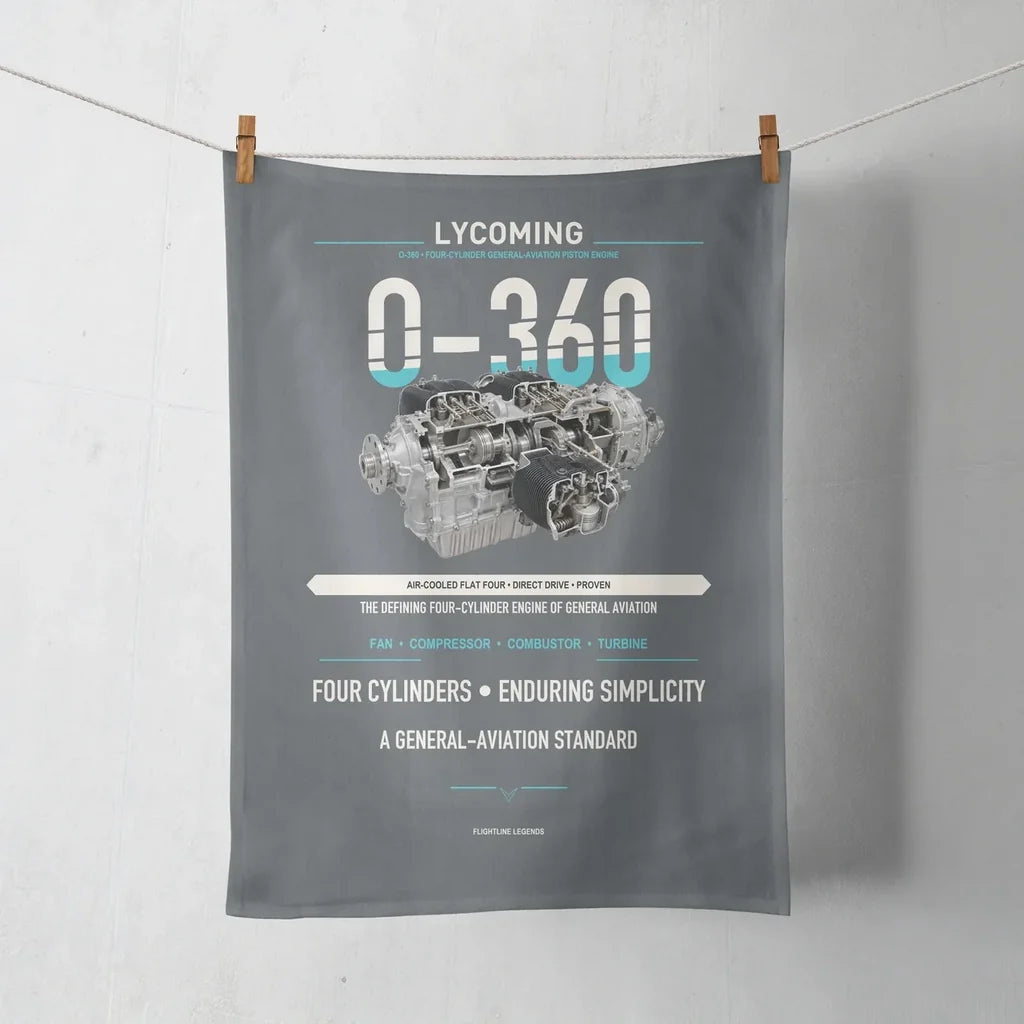 O-360 design on gray towel